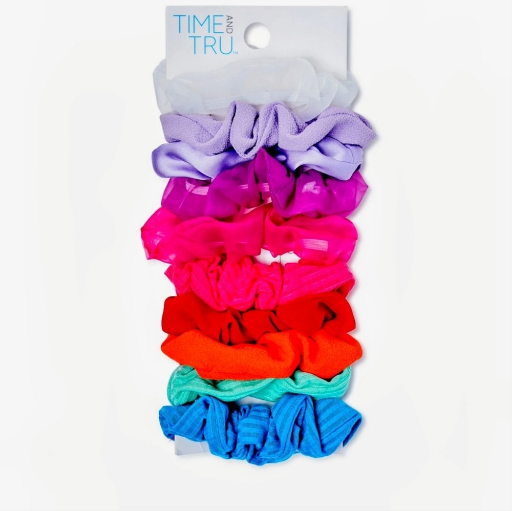 Time and Tru Kids 9-Pack Bright Mixed Color Hair Scrunchies